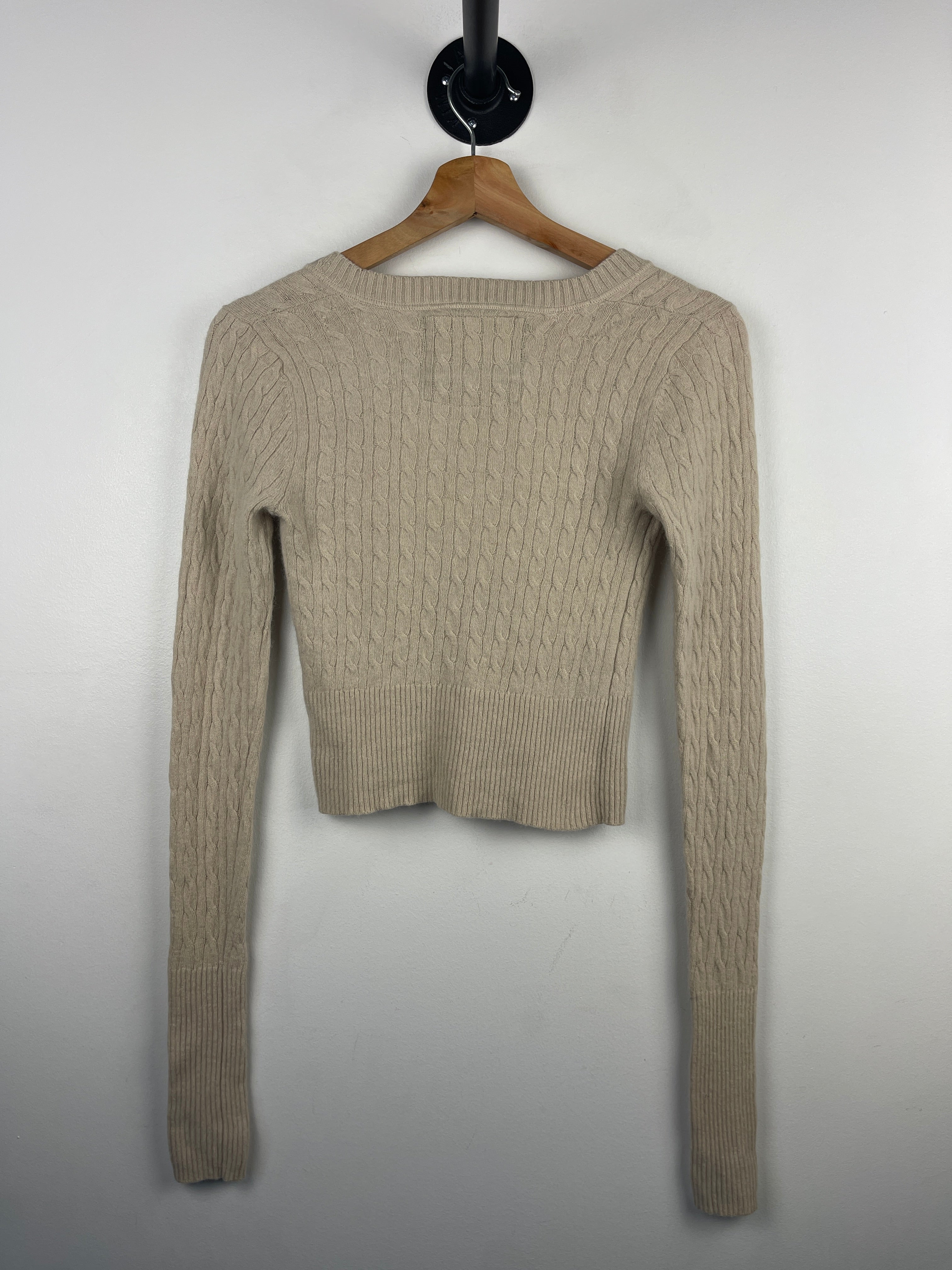 Vintage Abercrombie & Fitch Beige Rabbit Hair & Cashmere Bella Swan Babydoll Fitted Cardigan