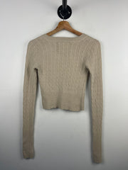 Vintage Abercrombie & Fitch Beige Rabbit Hair & Cashmere Bella Swan Babydoll Fitted Cardigan