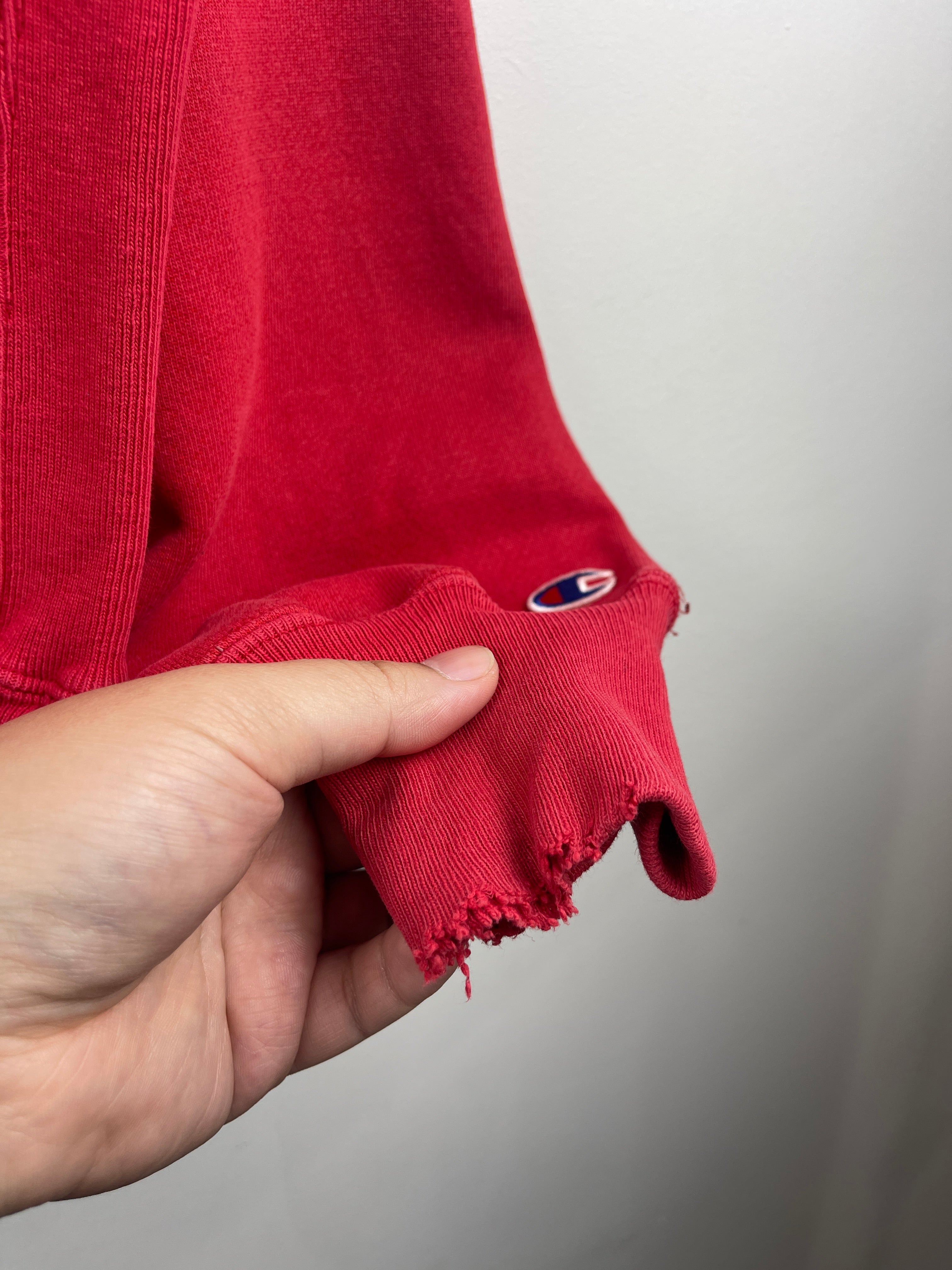 Vintage Champion Reverse Weave Thrashed Red Crewneck