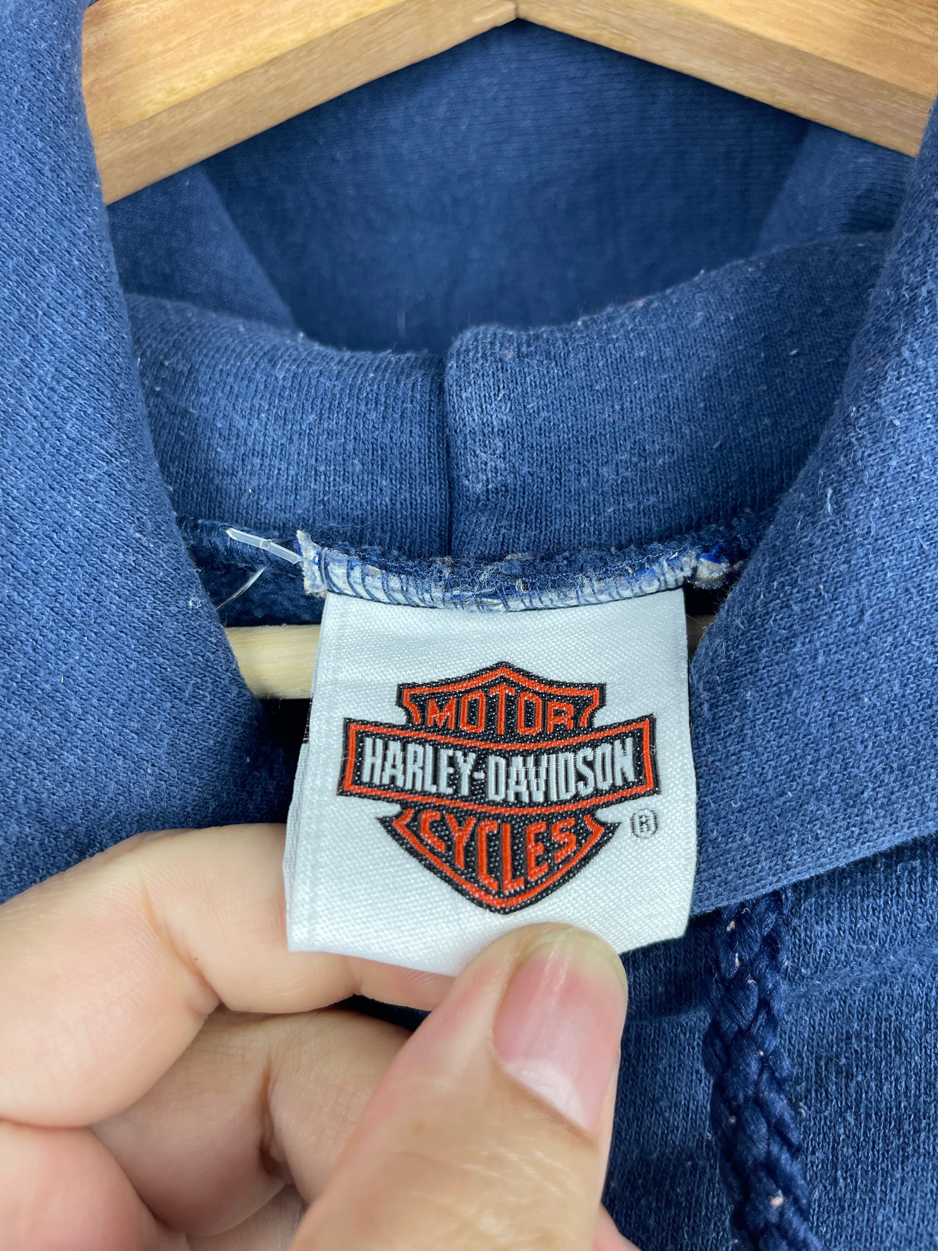 Vintage Harley Davidson Pin Up Girl Wisconsin Navy Hoodie