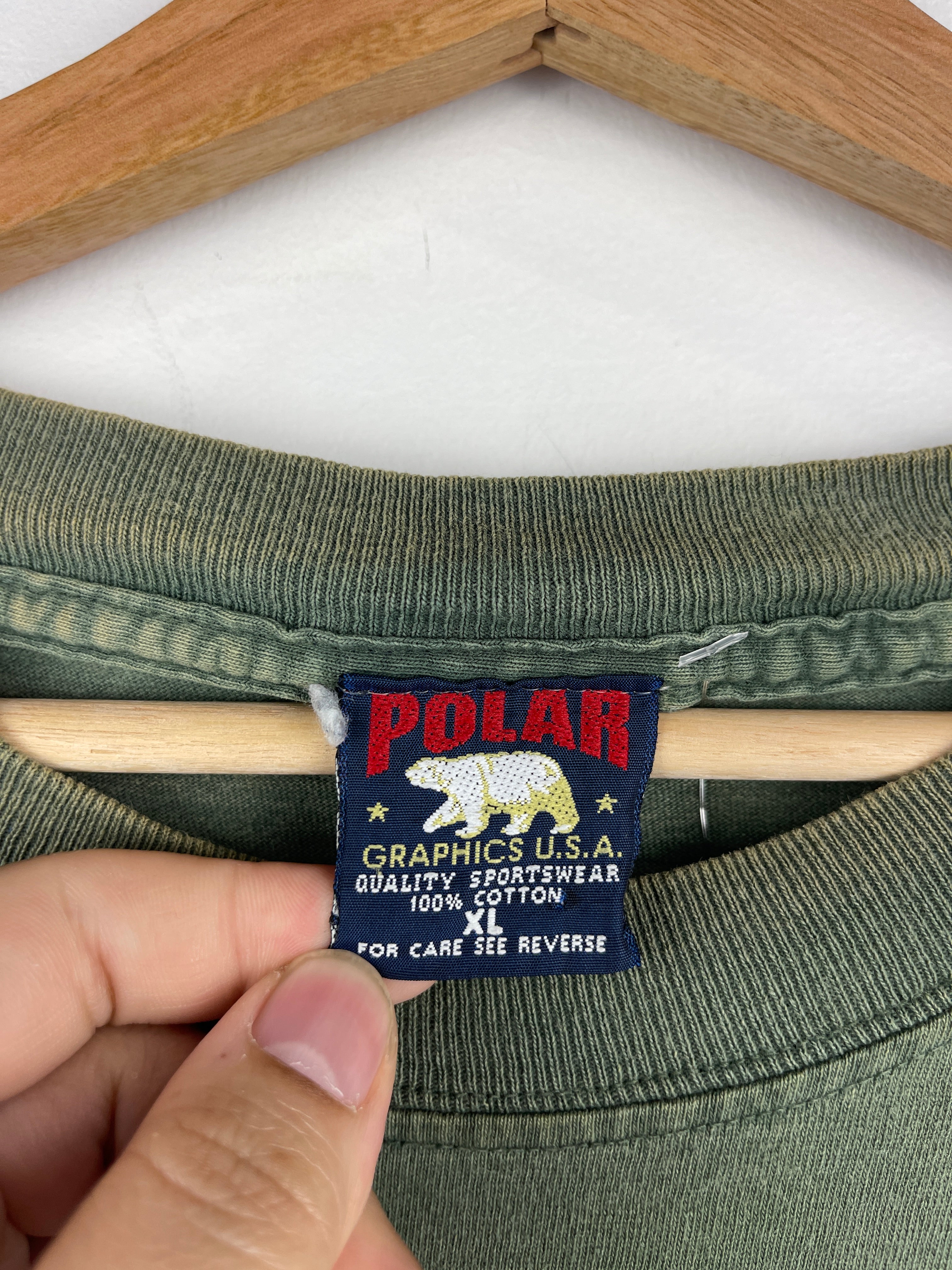 Vintage 90s Wolf Wilderness Gradient Green Faded Tee