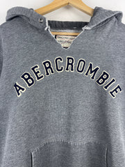 Vintage Abercrombie And Fitch Spellout Embroidered Grey Hoodie