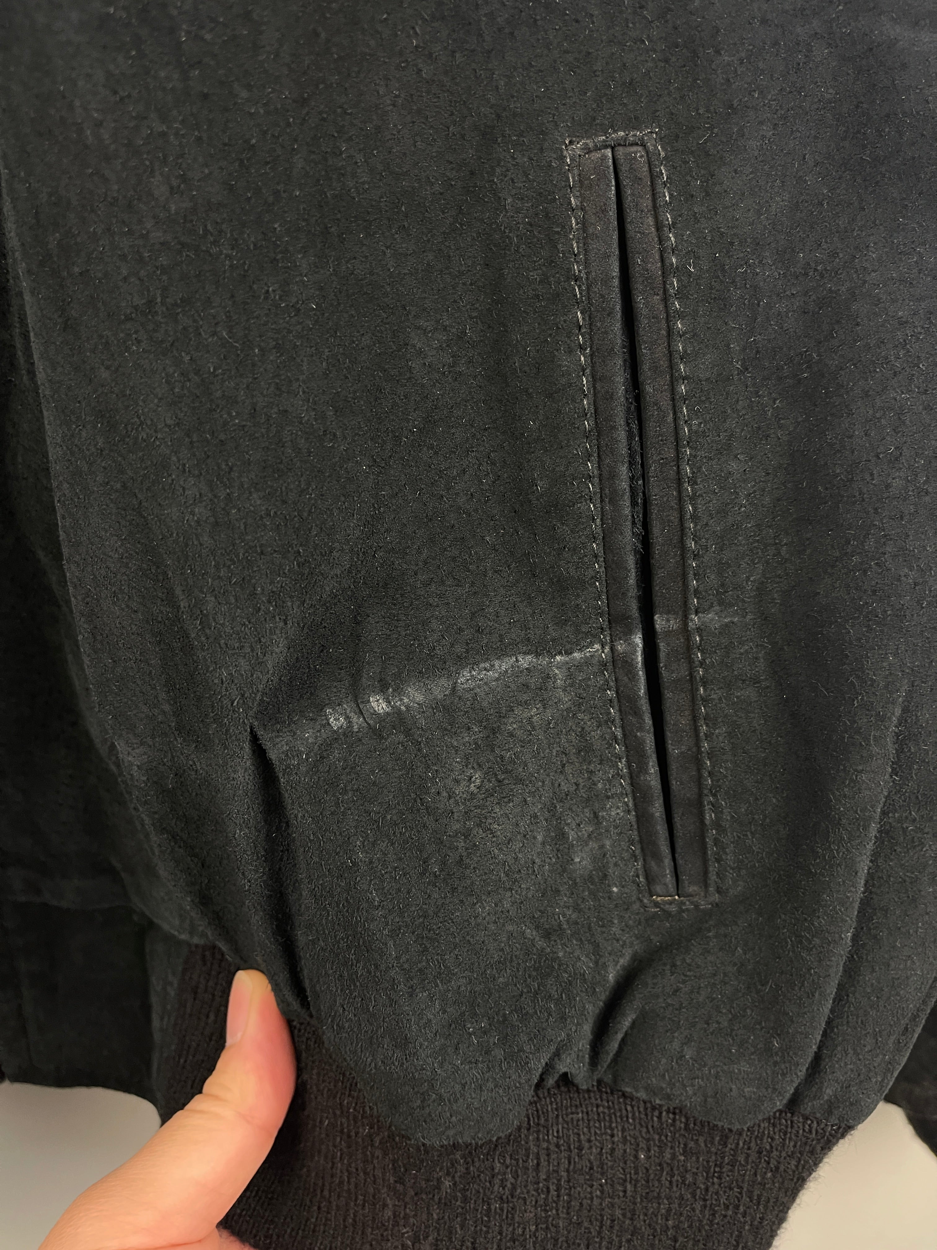 Vintage 90s Timber Trail Black Leather Suede Bomber Jacket