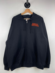 Vintage Harley Davidson Skull Embroidered Black Zip Up Hoodie