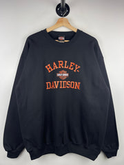 Vintage Harley Davidson Embroidered Black & Orange Crewneck