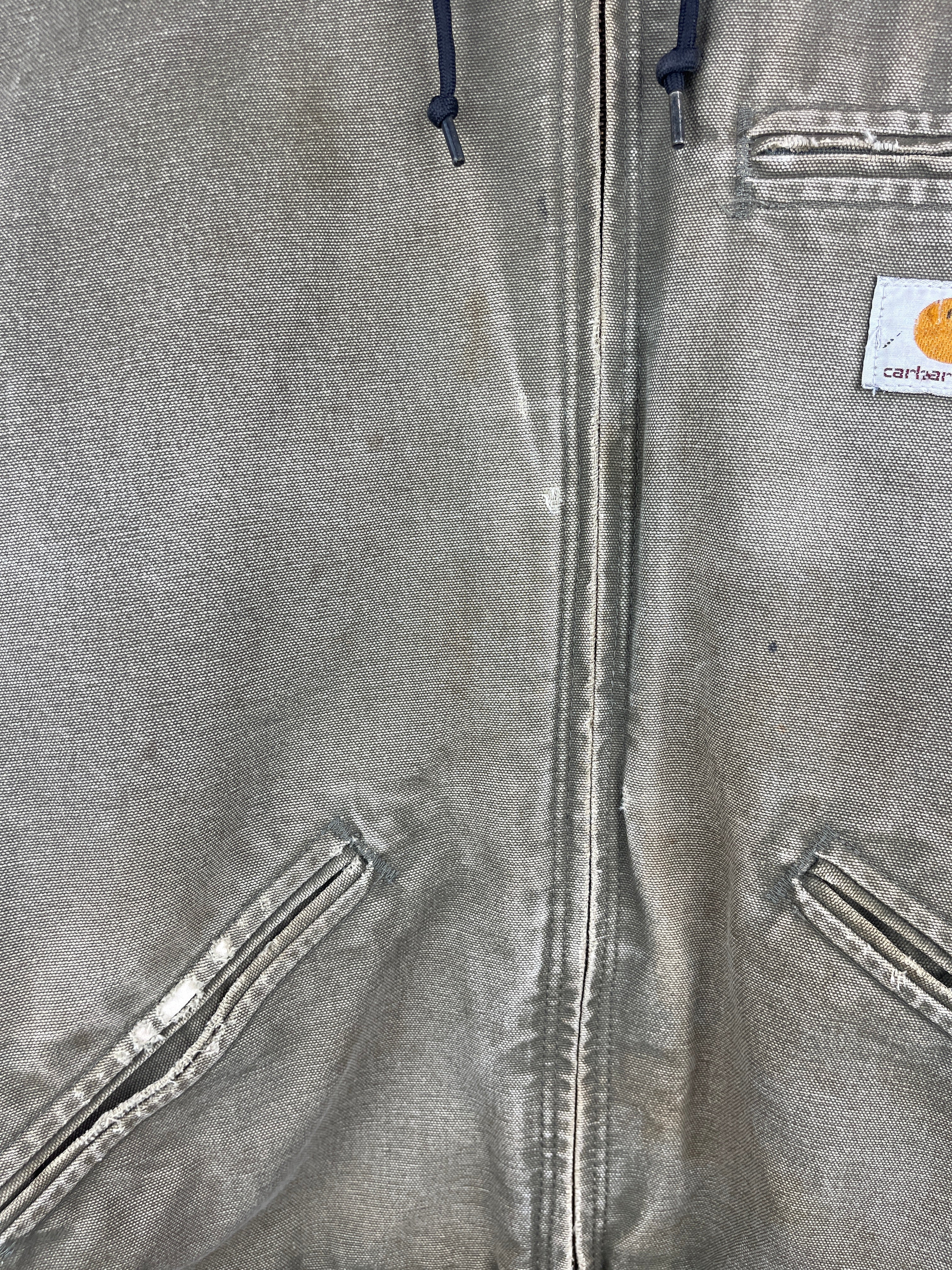 Vintage Carhartt Detroit Sherpa Lined Olive Green Hooded Work Jacket WJ141 LOV