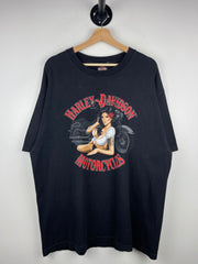 Vintage Harley Davidson Pin Up Girl Pennsylvania Black Tee