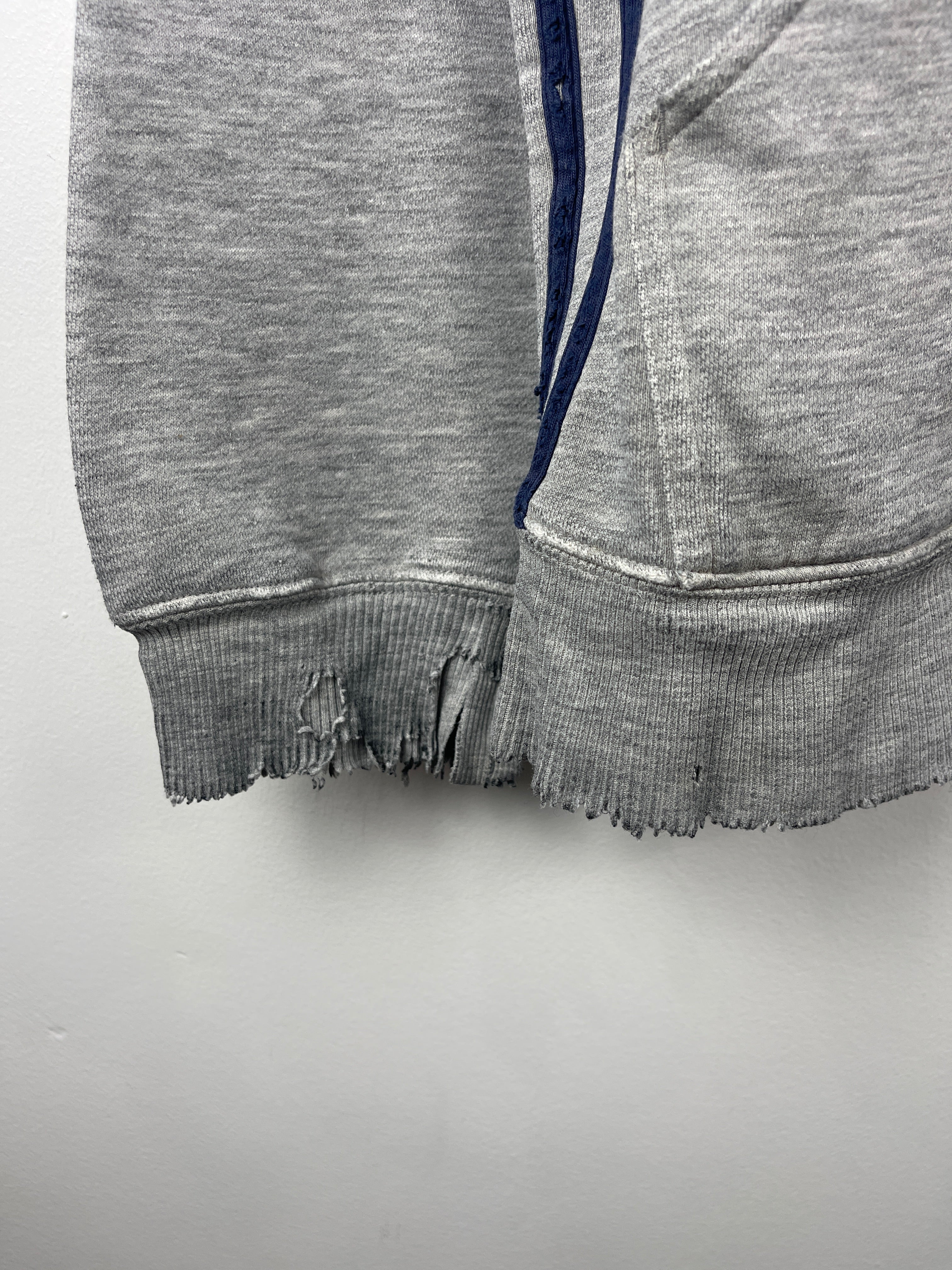 Vintage Adidas 3 Stripe Thrashed Grey Hoodie