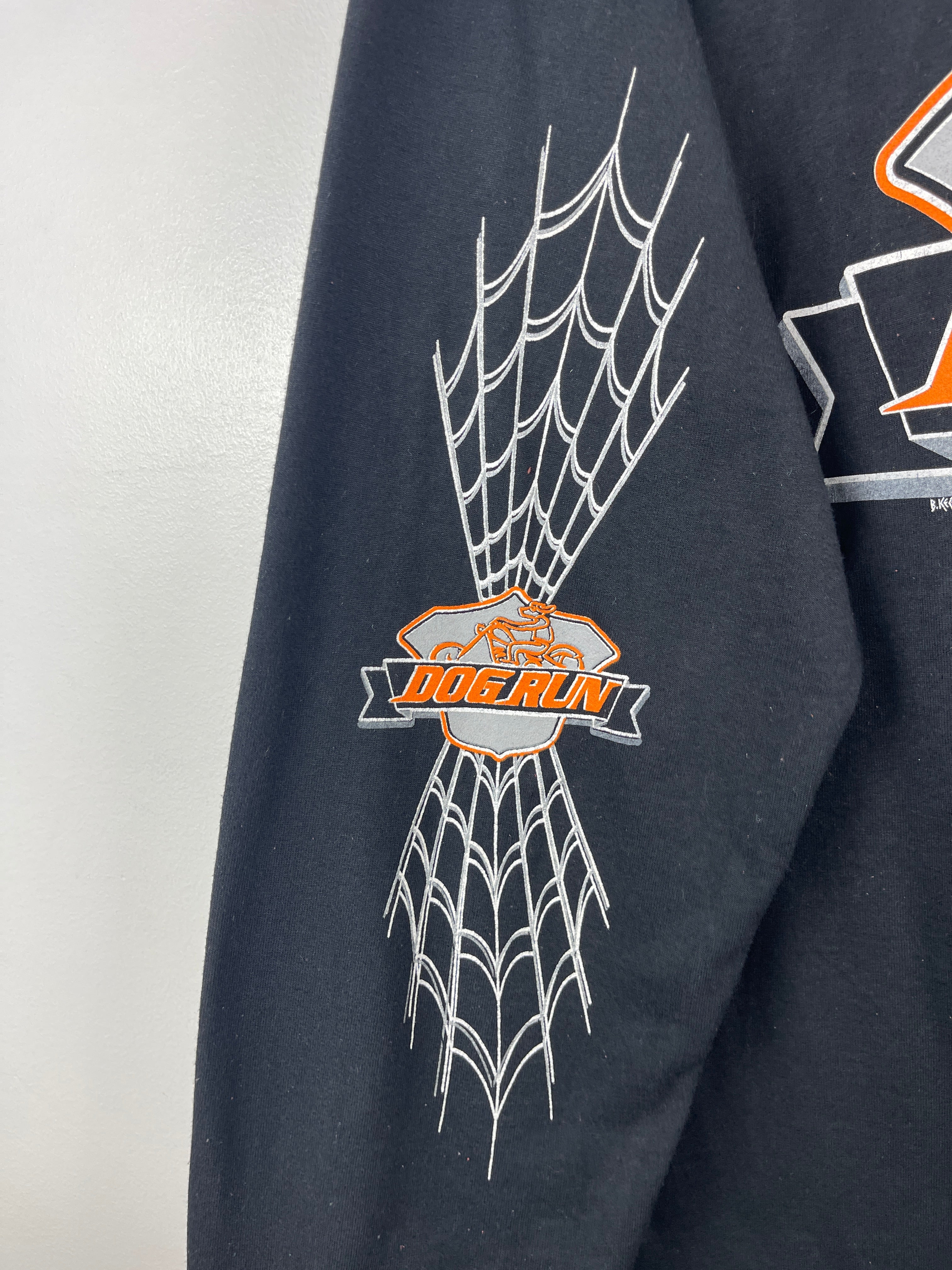 Vintage Dog Run Motorcycle Rally Spider Web Black Long Sleeve