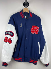 Vintage 90s The Rolling Stones Voodoo Lounge Brockum Navy Wool & Leather Varsity Jacket