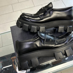 Prada Monolith Brushed Leather Black Loafers