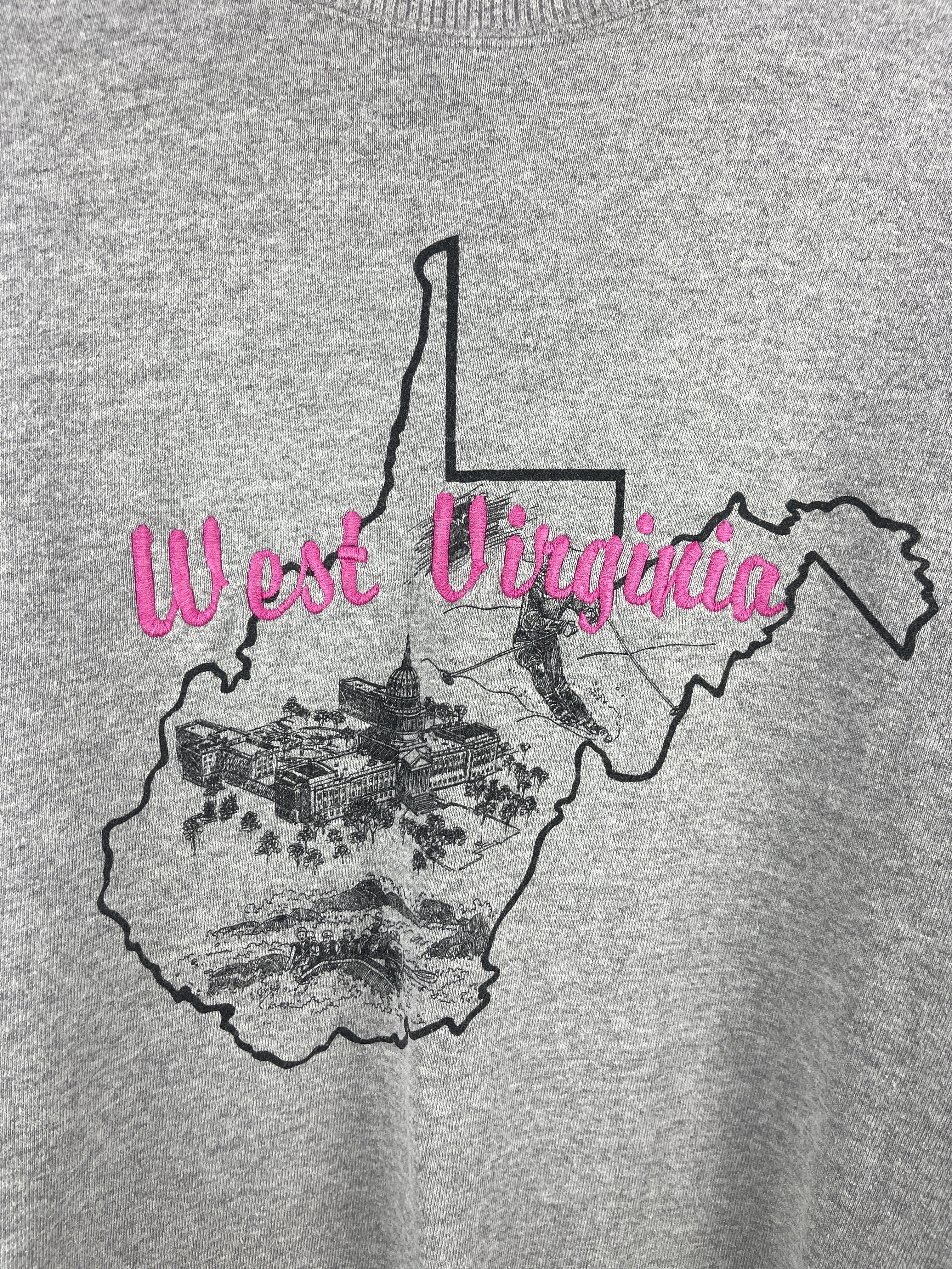 Vintage 90s West Virginia Embroidered Grey Crewneck