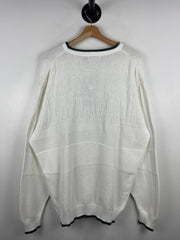 Vintage Fairway Sport Golf Player Embroidered White Knit Sweater