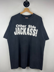 Vintage 90s WWF Stone Cold Steve Austin Other Side Skull Faded Black Tee