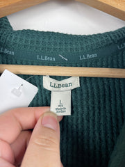 Vintage LL Bean Waffle Thermal Green Zip Up Hoodie