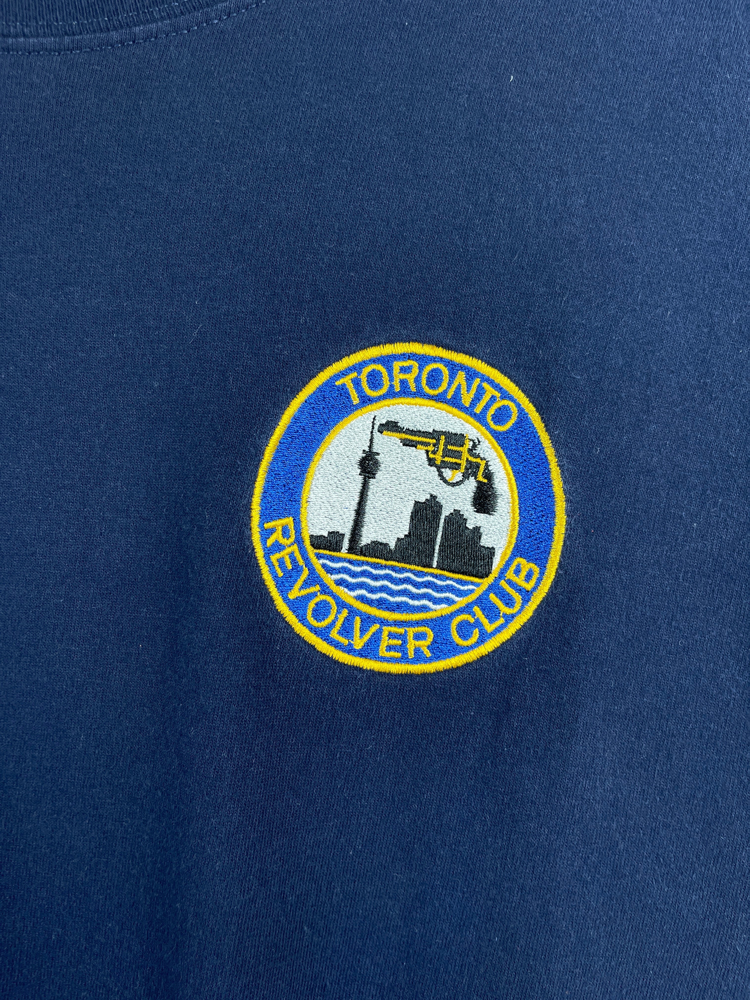 Vintage 90s Toronto Revolver Gun Club Embroidered Navy Tee