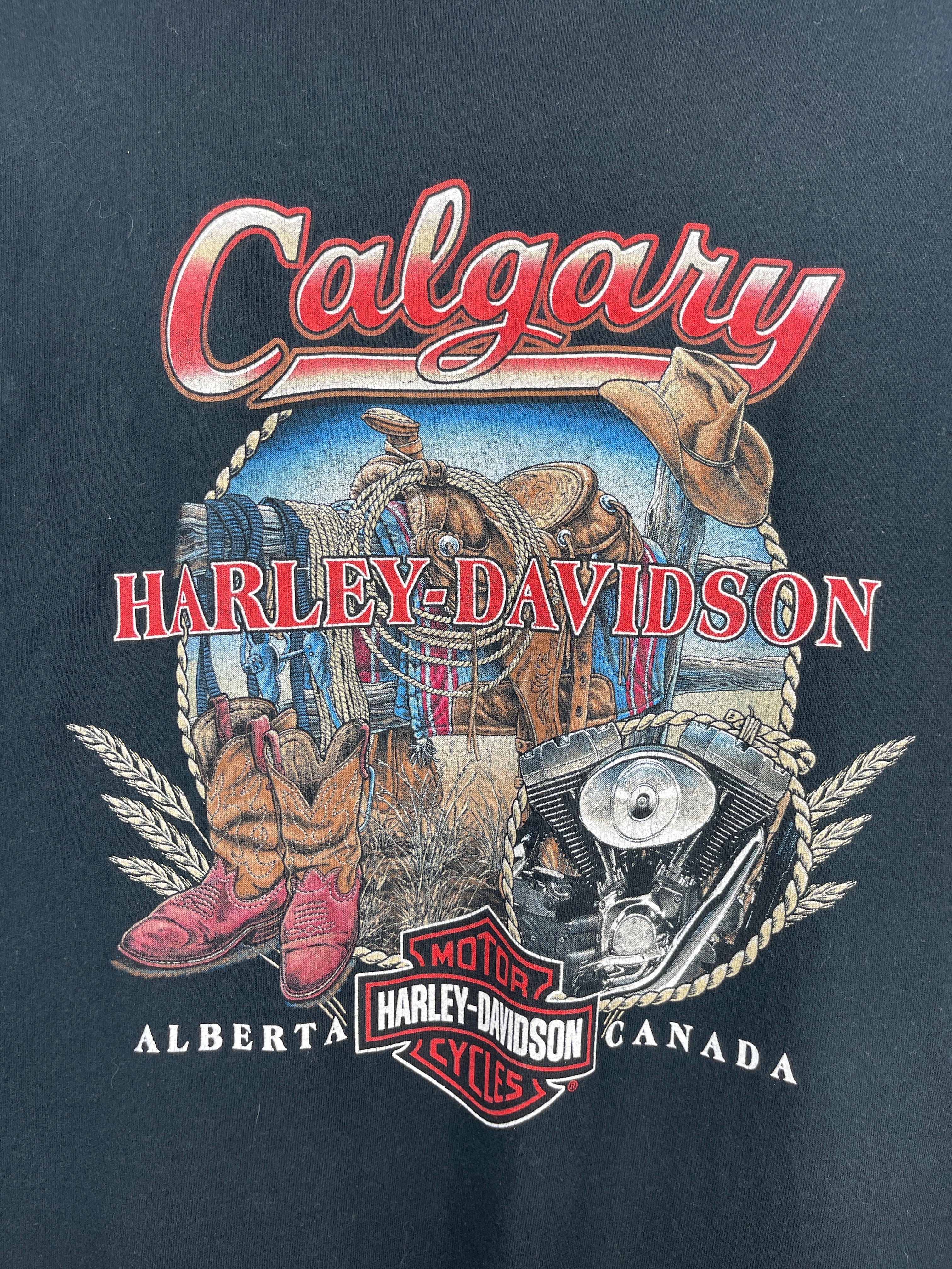 Vintage Harley Davidson Calgary Alberta Canada Black Tee