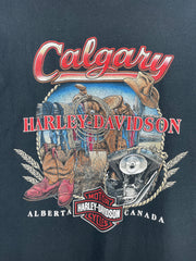 Vintage Harley Davidson Calgary Alberta Canada Black Tee