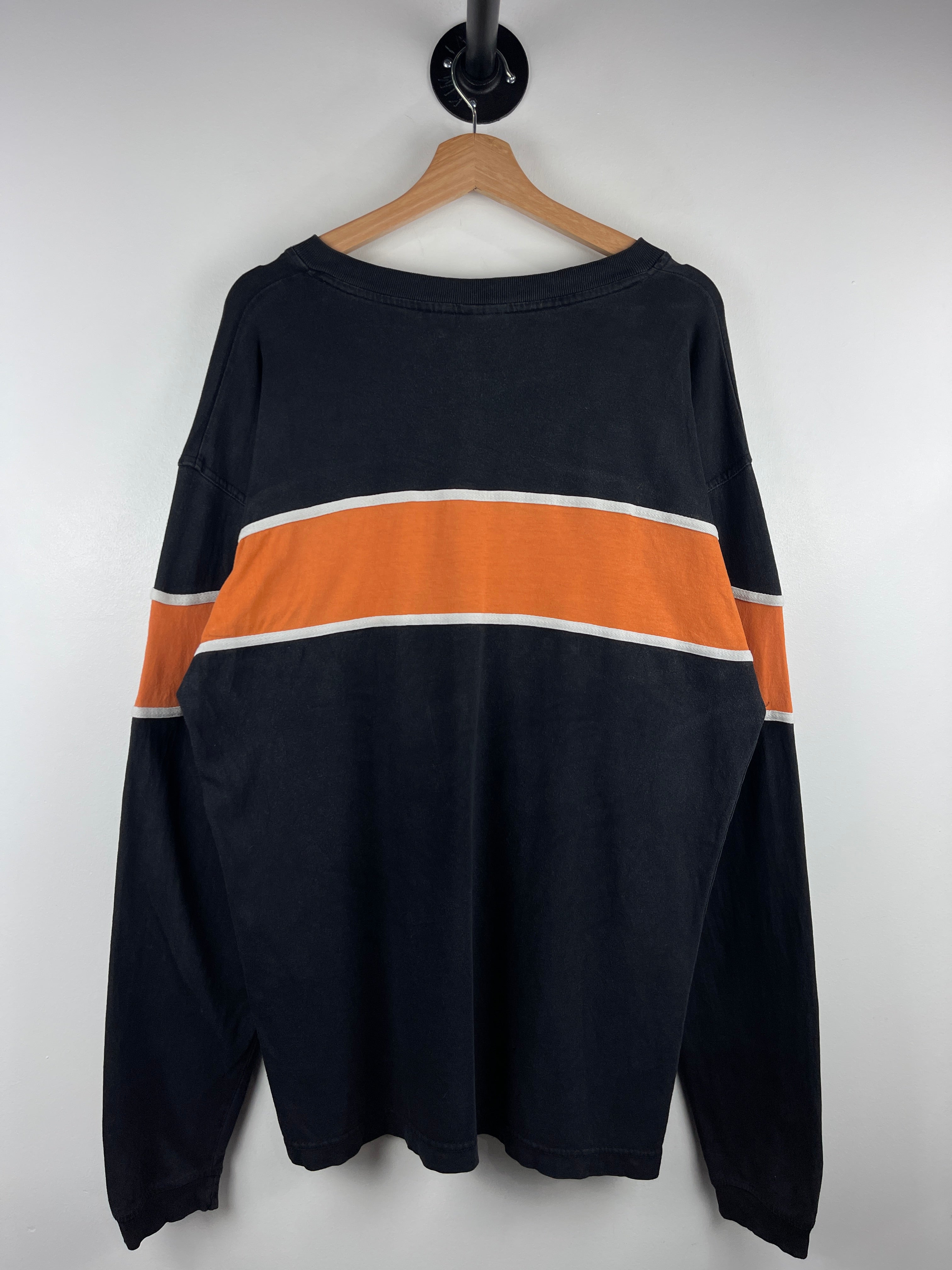 Vintage Choppers Embroidered Black & Orange Henley Long Sleeve