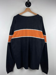 Vintage Choppers Embroidered Black & Orange Henley Long Sleeve
