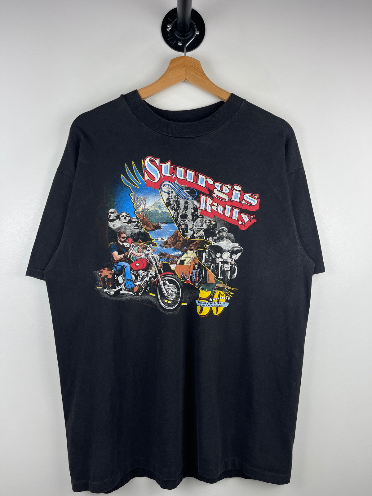 Vintage 90s Sturgis Rally Black Hills Black Tee