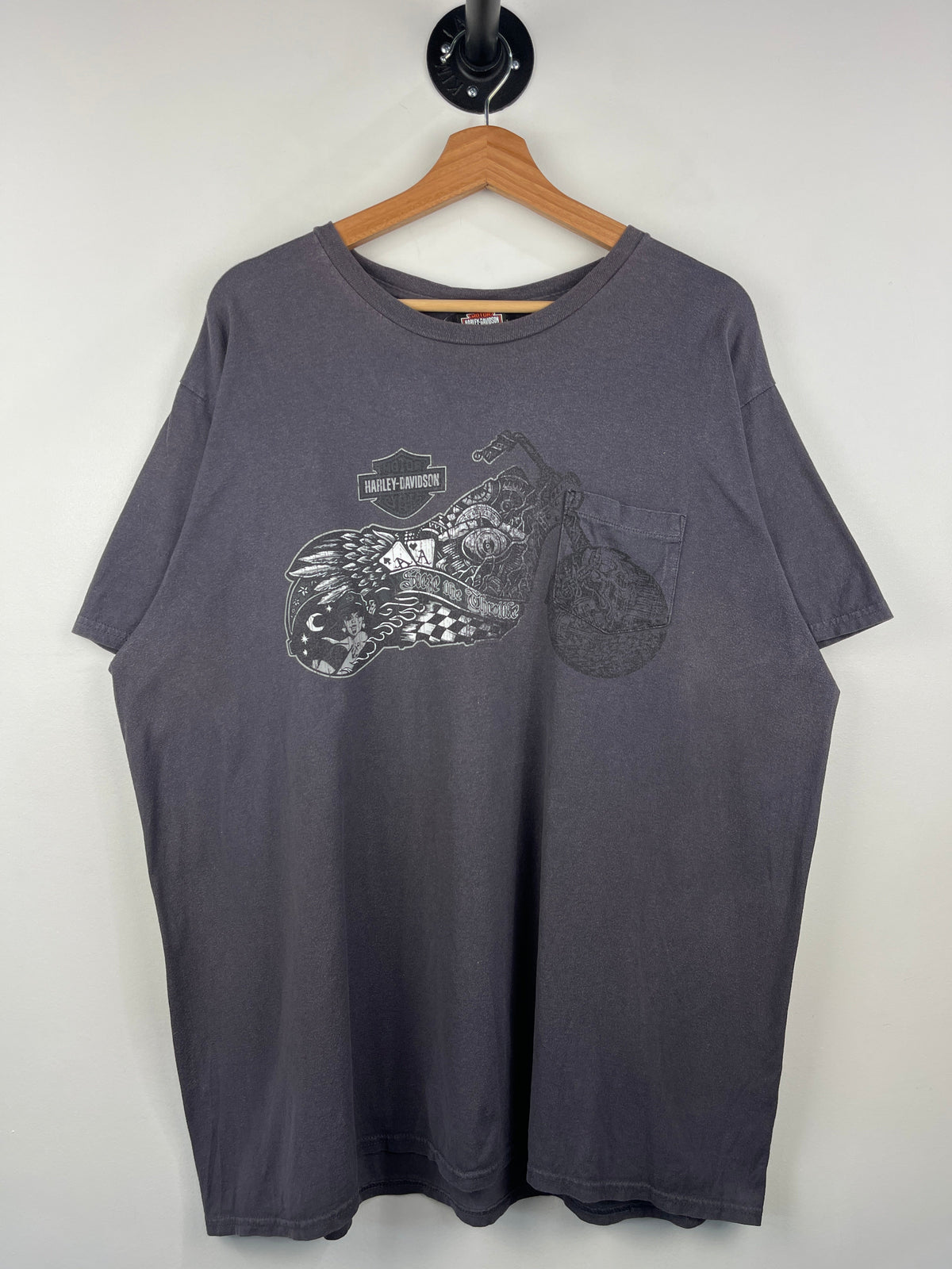 Vintage Harley Davidson Thiensville Wisconsin Grey Pocket Tee