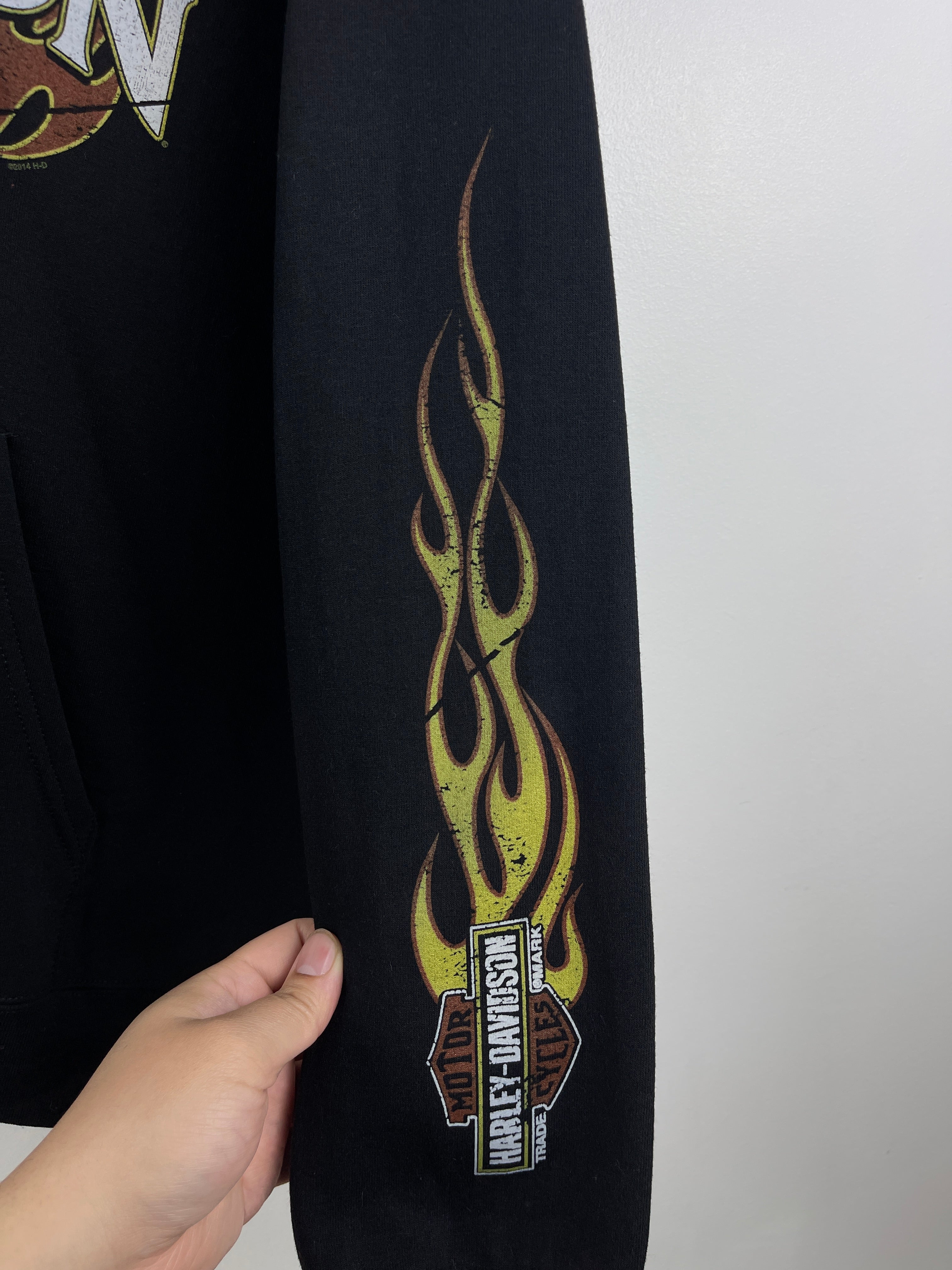 Vintage Harley Davidson Flames Black Zip Up Hoodie