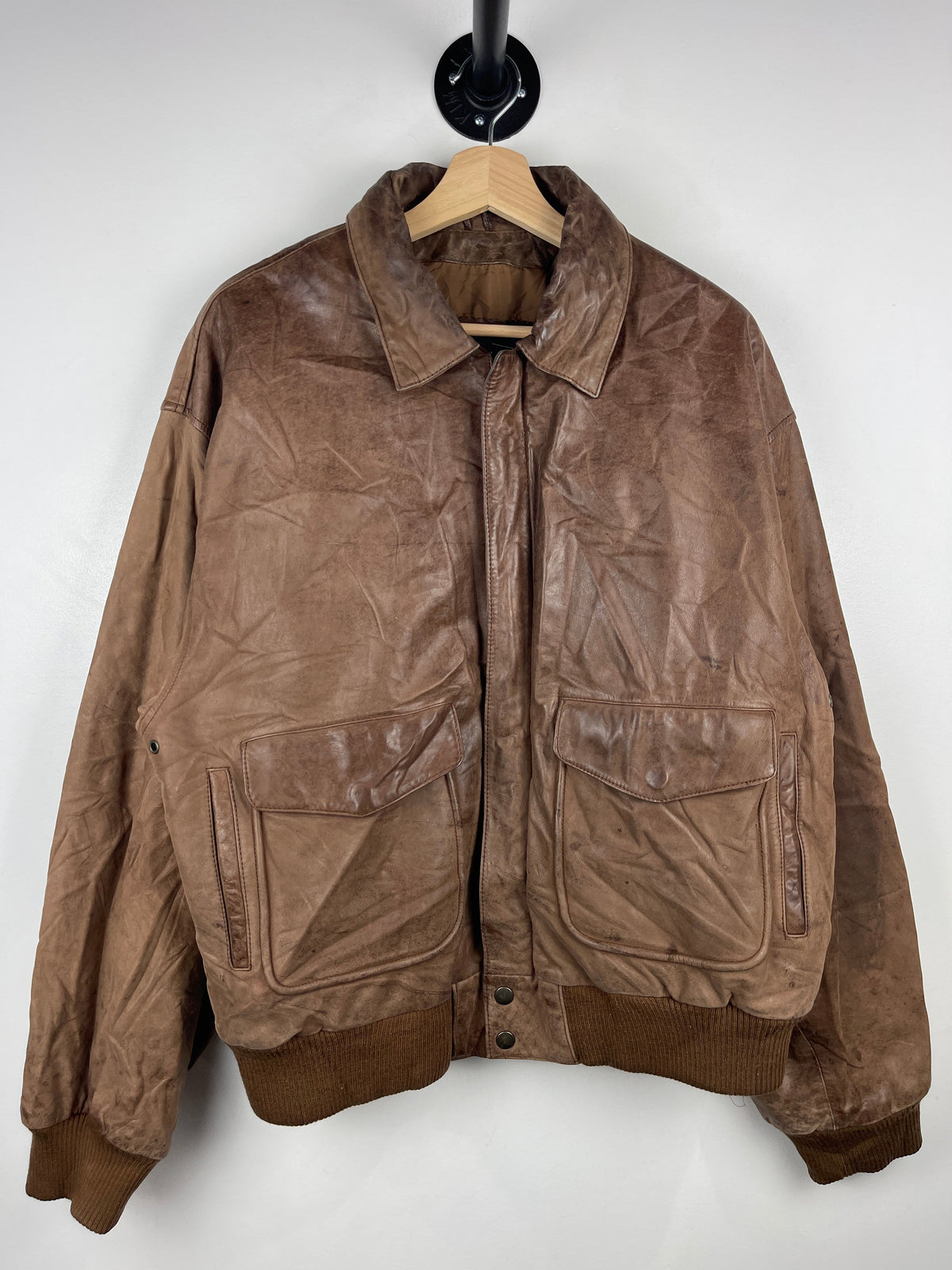 Vintage 90s Weekends Brown Leather Bomber Jacket