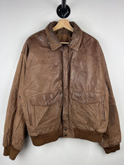 Vintage 90s Weekends Brown Leather Bomber Jacket