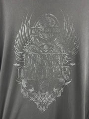 Vintage Harley Davidson Skull Upper Sandusky Ohio Grey Tee