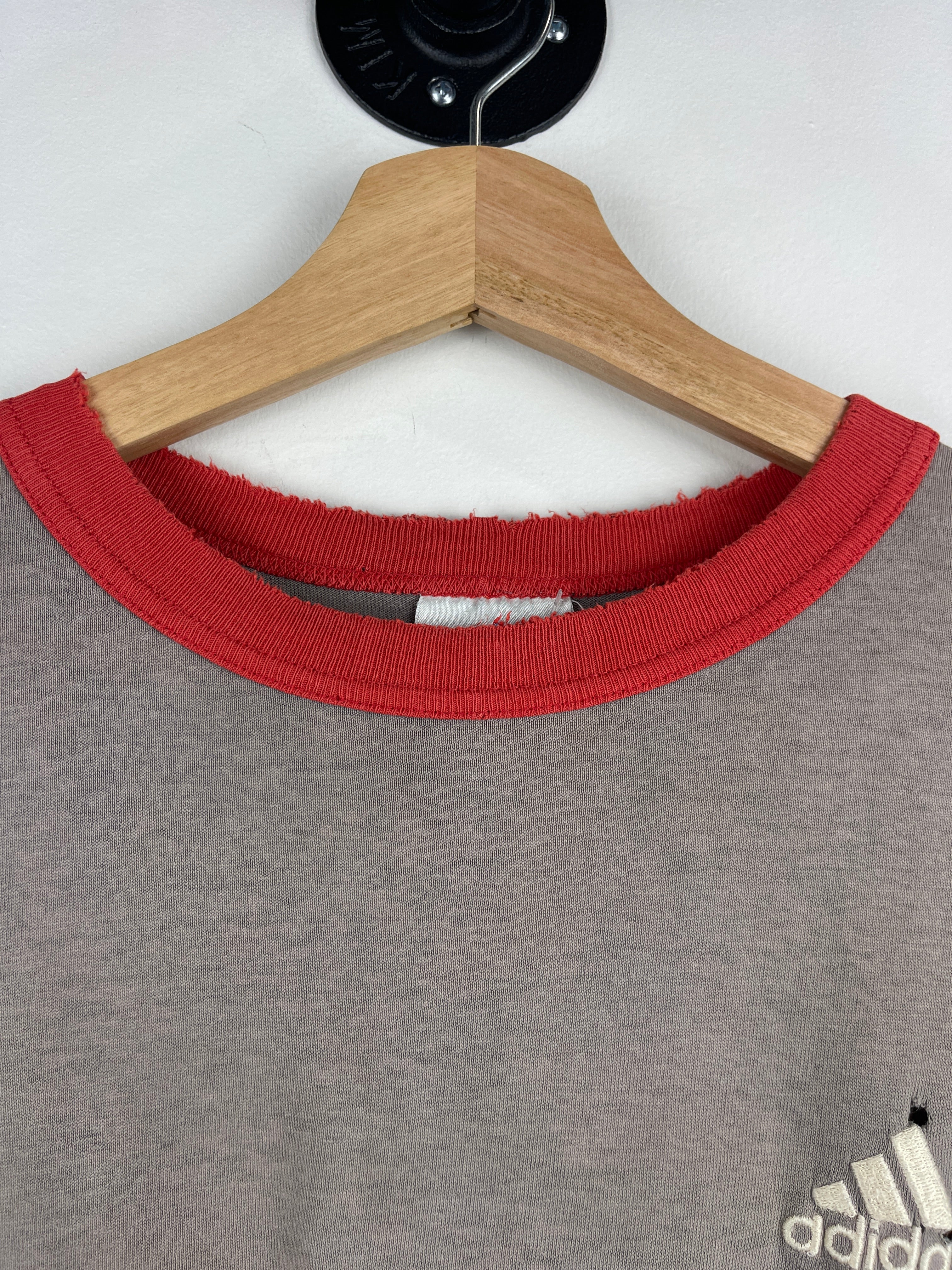 Vintage Adidas Faded Grey & Red Ringer Tee