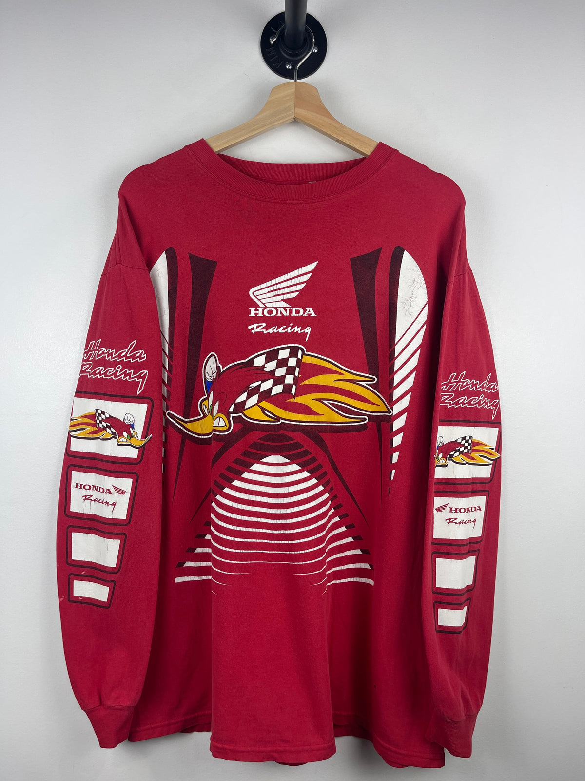 Vintage Honda Racing Woody Woodpecker Red Long Sleeve