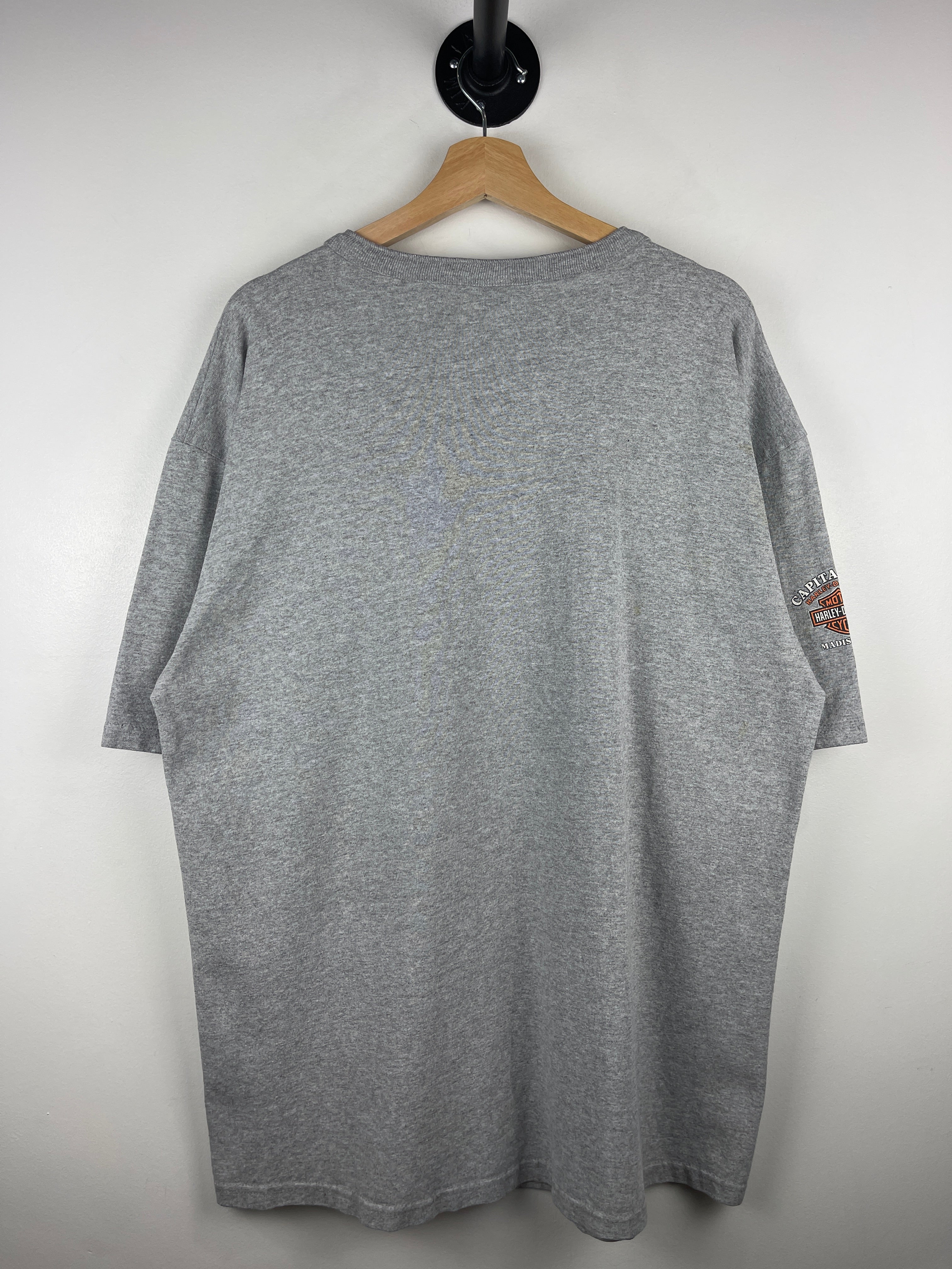 Vintage Harley Davidson Wisconsin Henley Grey Tee