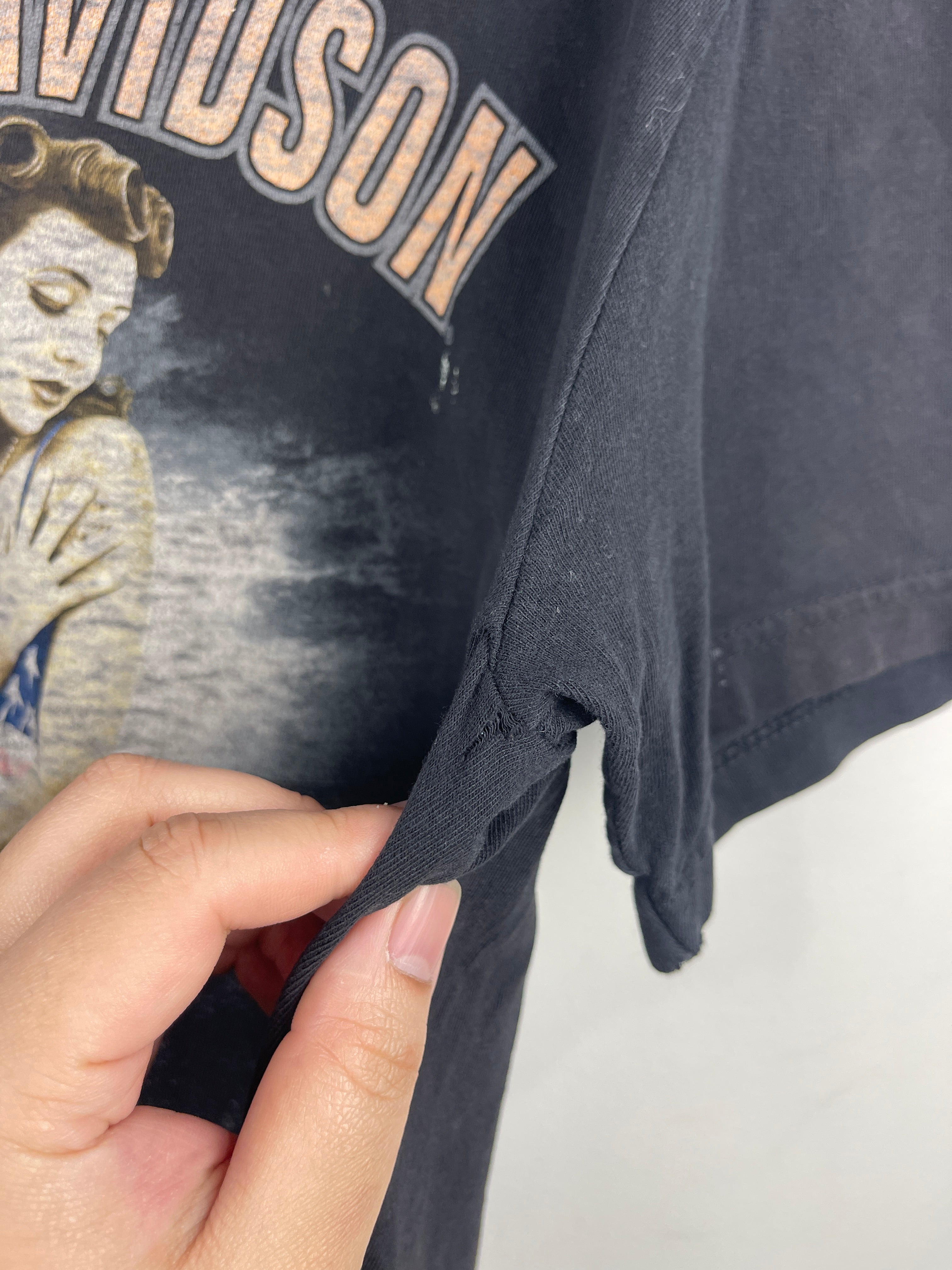 Vintage Harley Davidson Pin Up Girl Las Vegas Black Tee