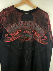 Vintage Harley Davidson Live Free Tribal All Over Print Black Tee