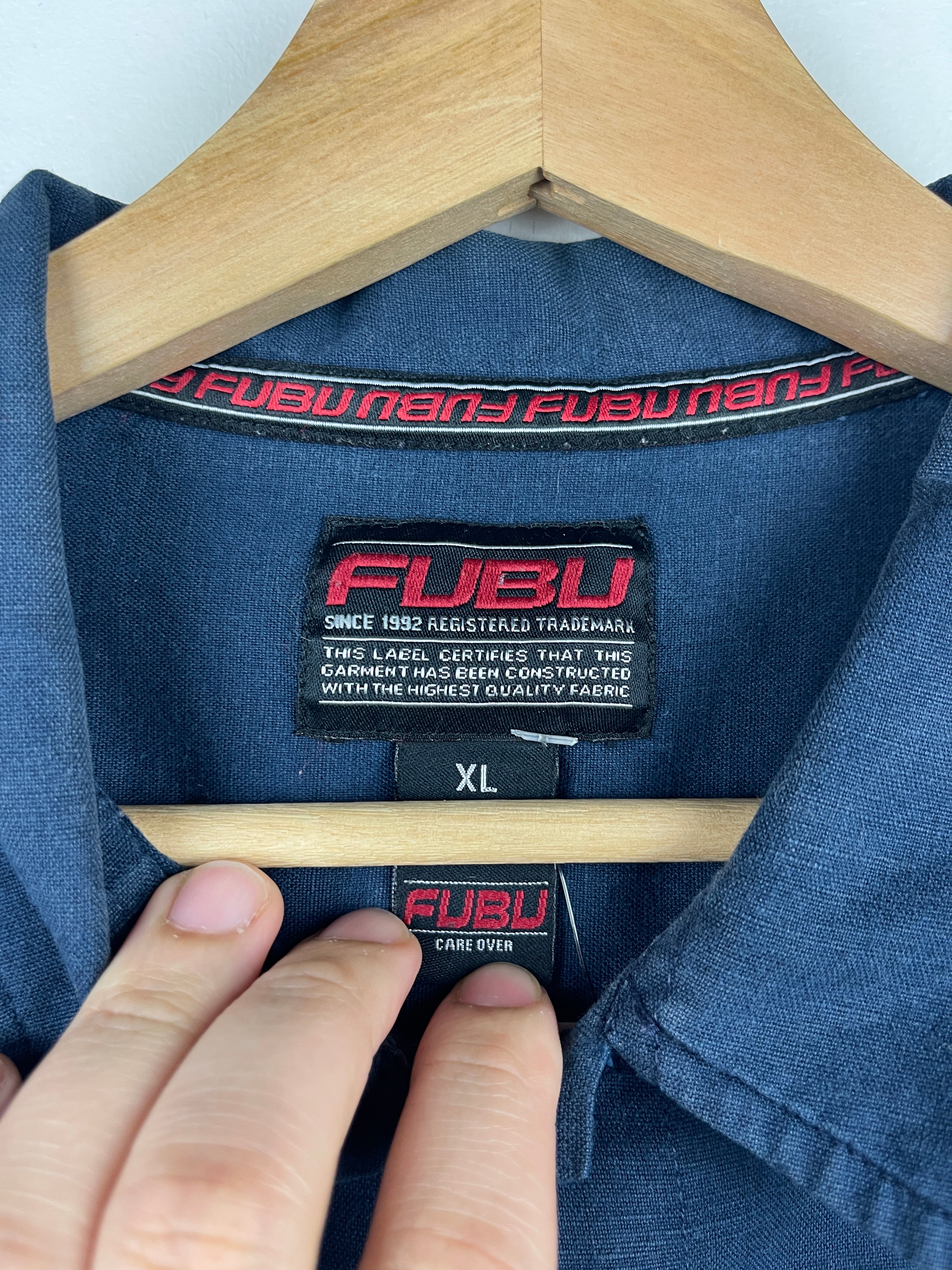 Vintage Fubu Navy Button Up Short Sleeve Shirt
