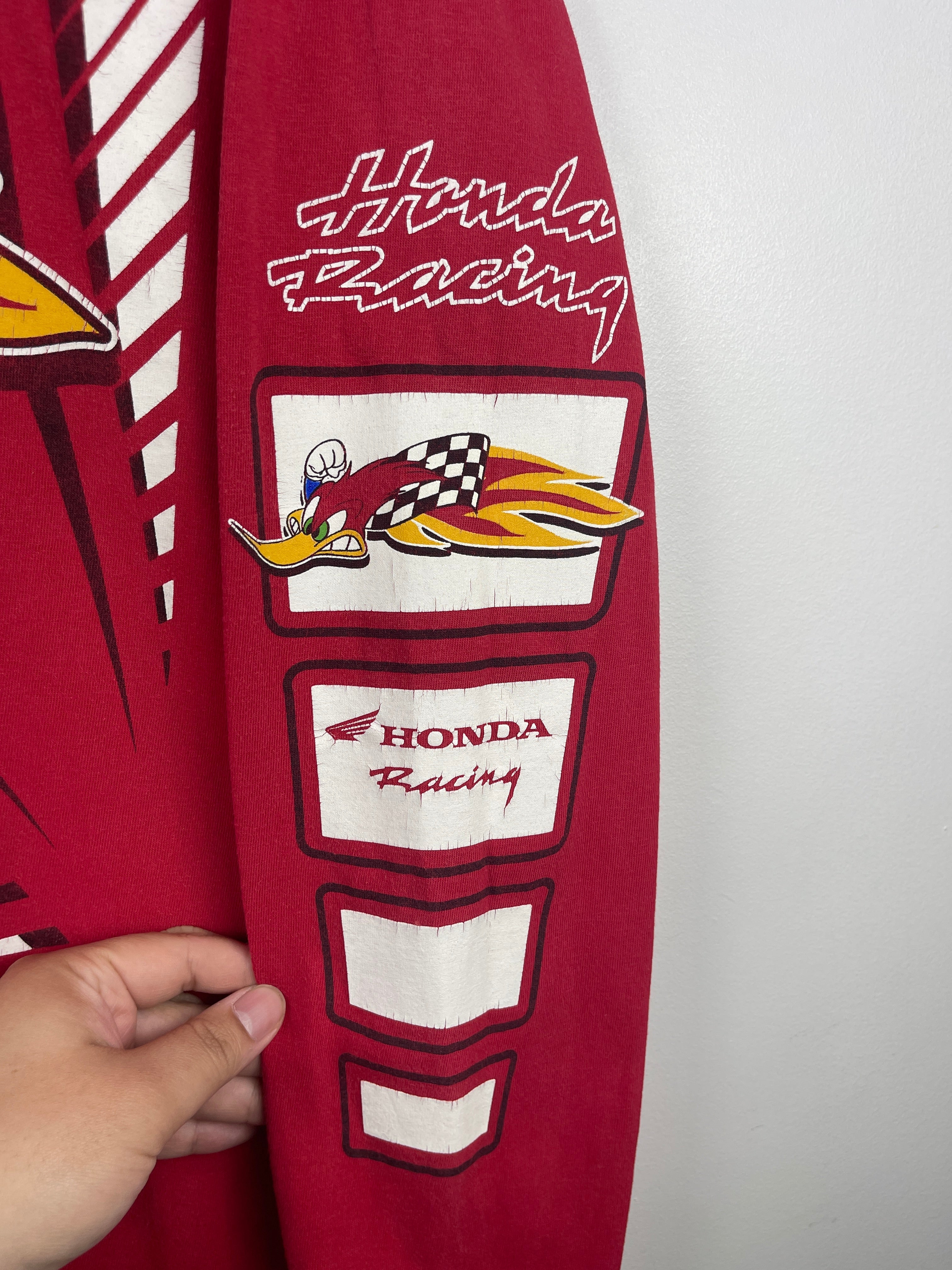 Vintage Honda Racing Woody Woodpecker Red Long Sleeve