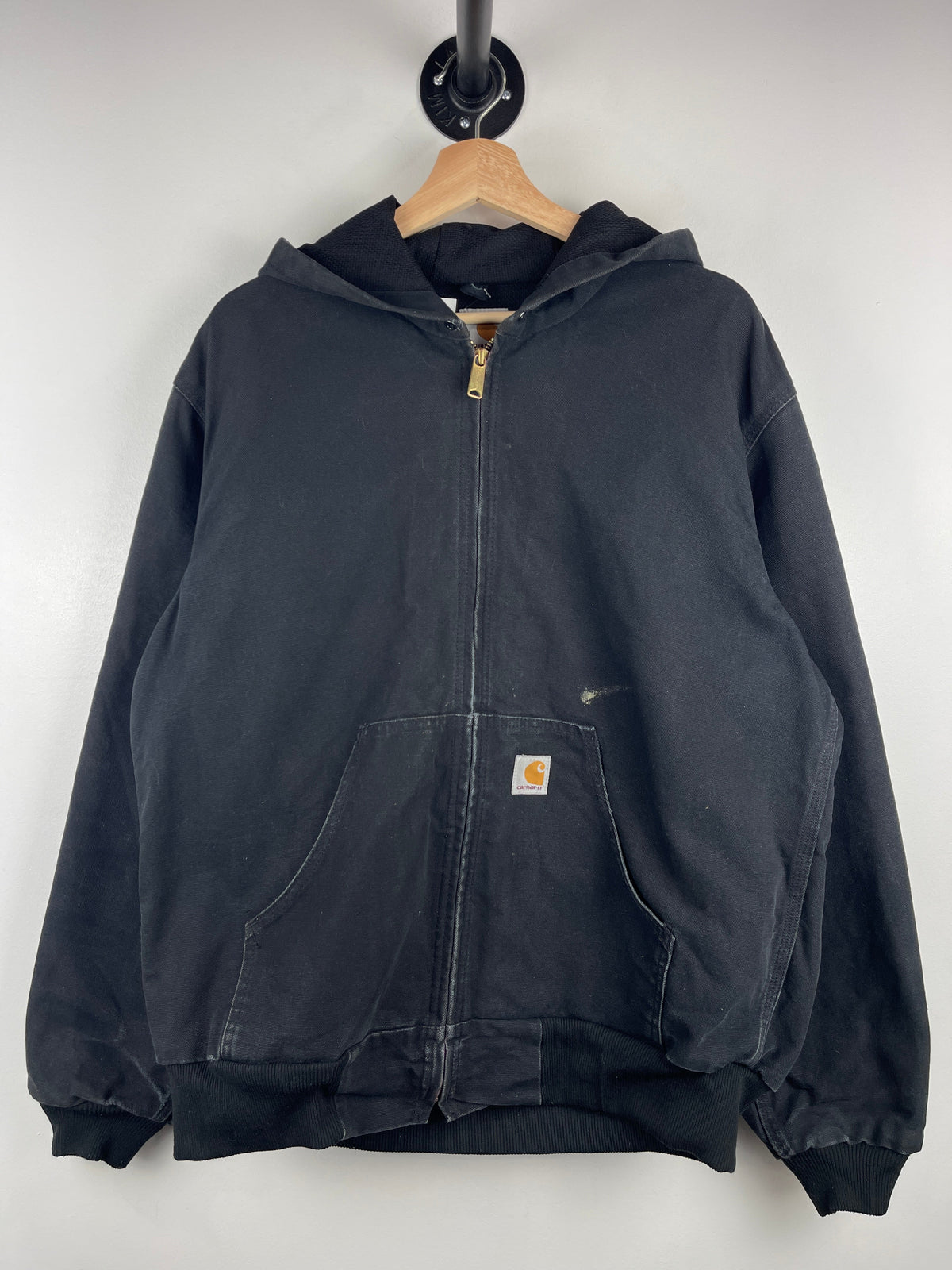 Vintage Carhartt Active Thermal Lined Black Hooded Work Jacket J131 BLK