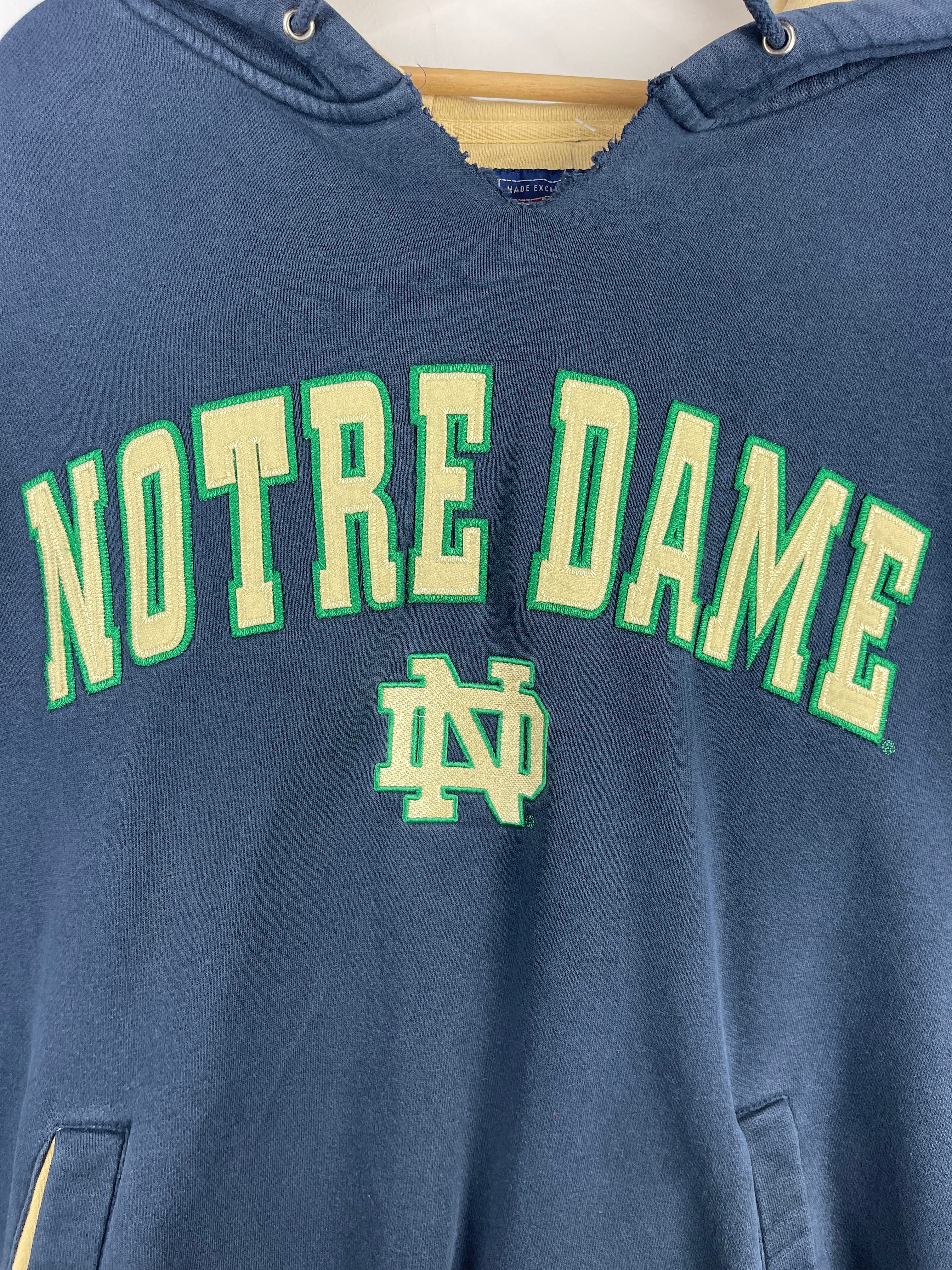 Vintage Champs Notre Dame Fightin Irish Embroidered Navy Hoodie