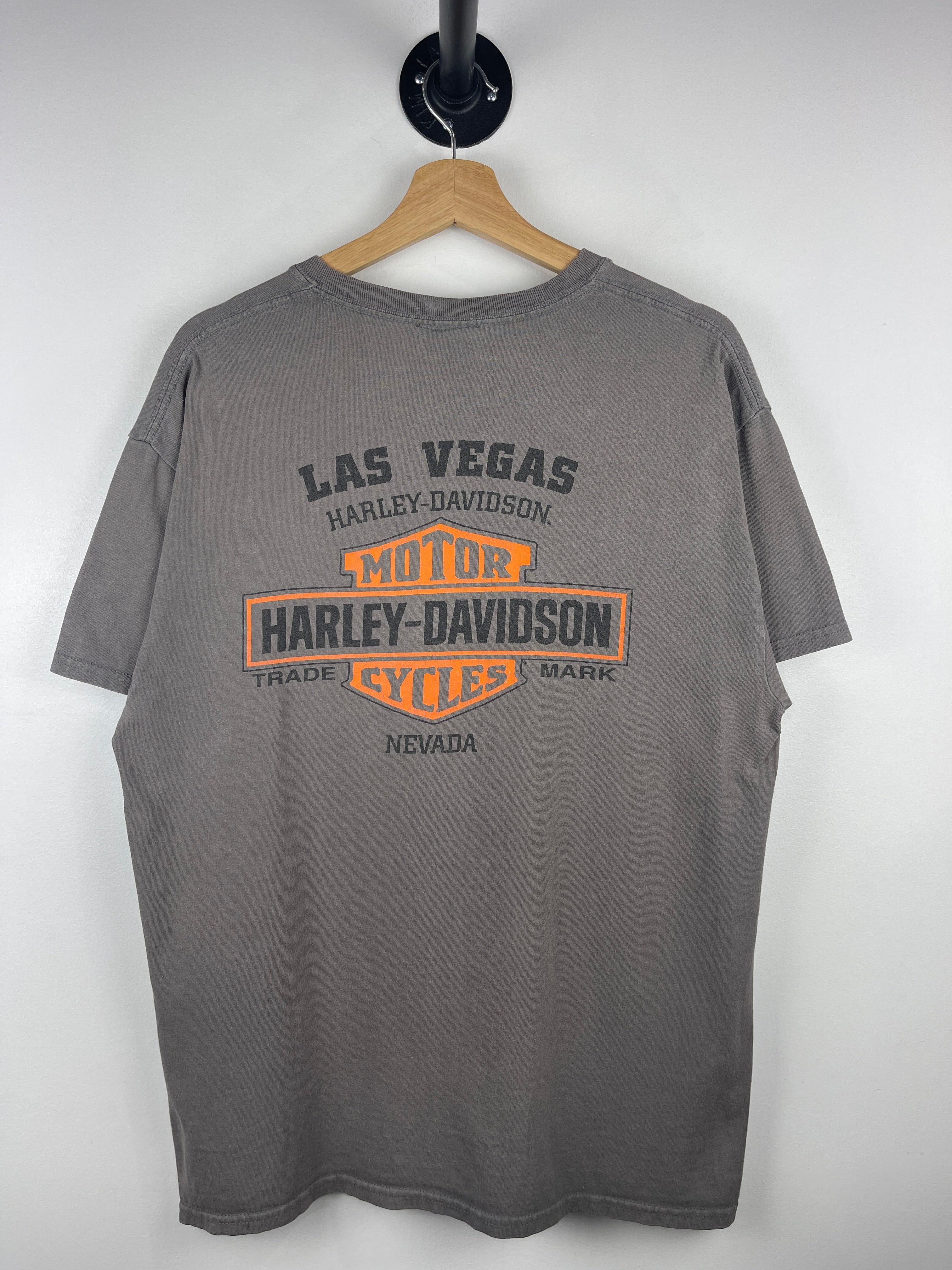 Vintage Harley Davidson Las Vegas Nevada Grey Pocket Tee