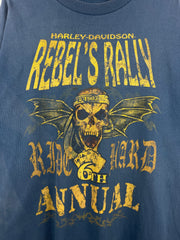 Vintage Harley Davidson Rebels Rally Slidell Louisiana Blue Tee