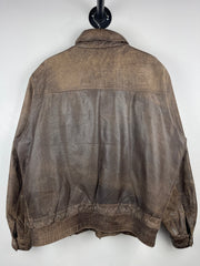 Vintage 90s South Channel Brown Leather Bomber Jacket
