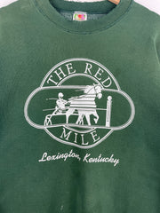Vintage 90s The Red Mile Horse Riding Kentucky Thrashed Green Crewneck