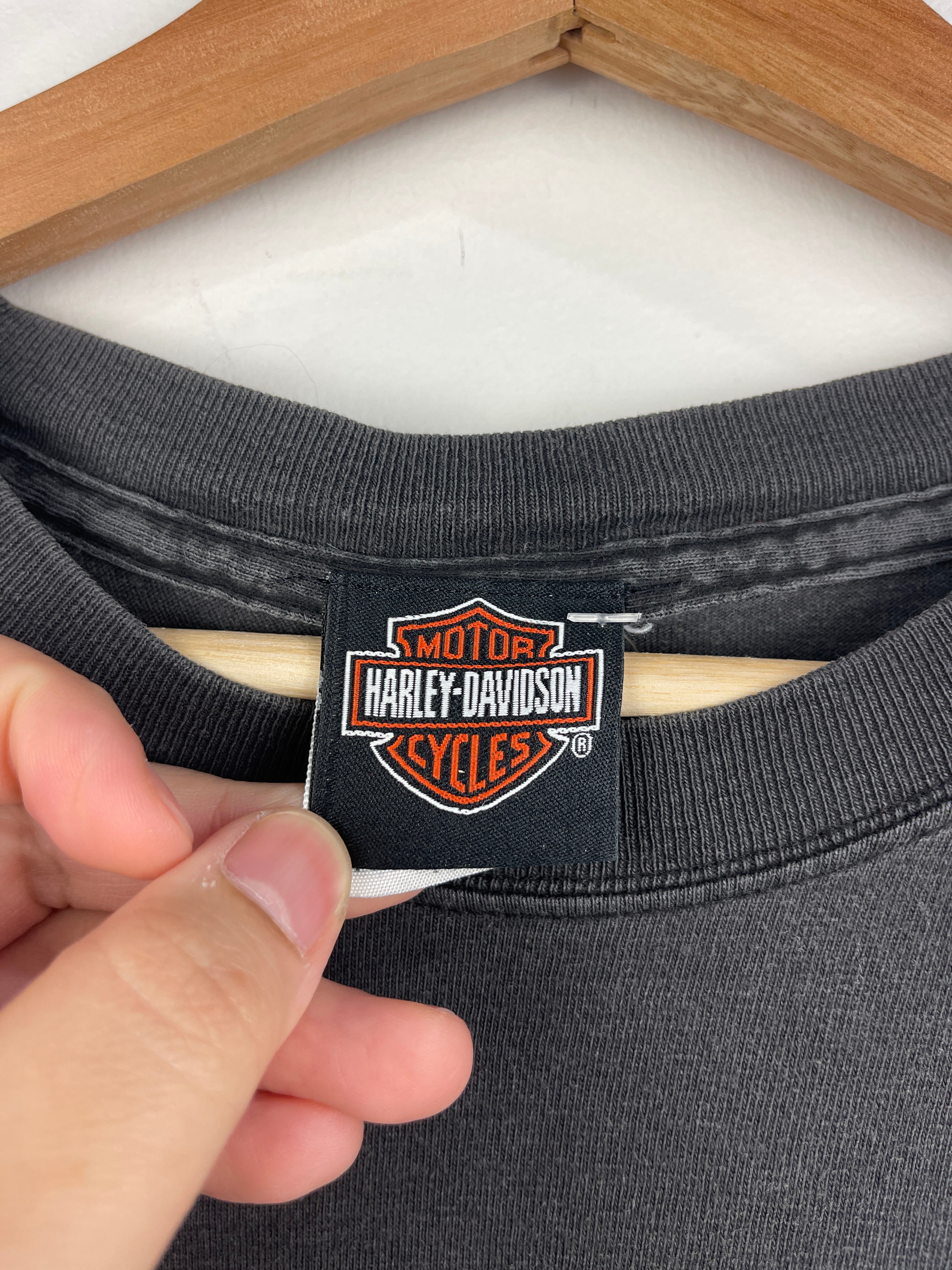 Vintage Harley Davidson Indianapolis Indiana Embroidered Black Tee
