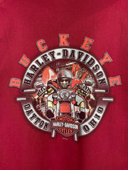 Vintage Harley Davidson Ohio State Buckeyes Football Red Hoodie