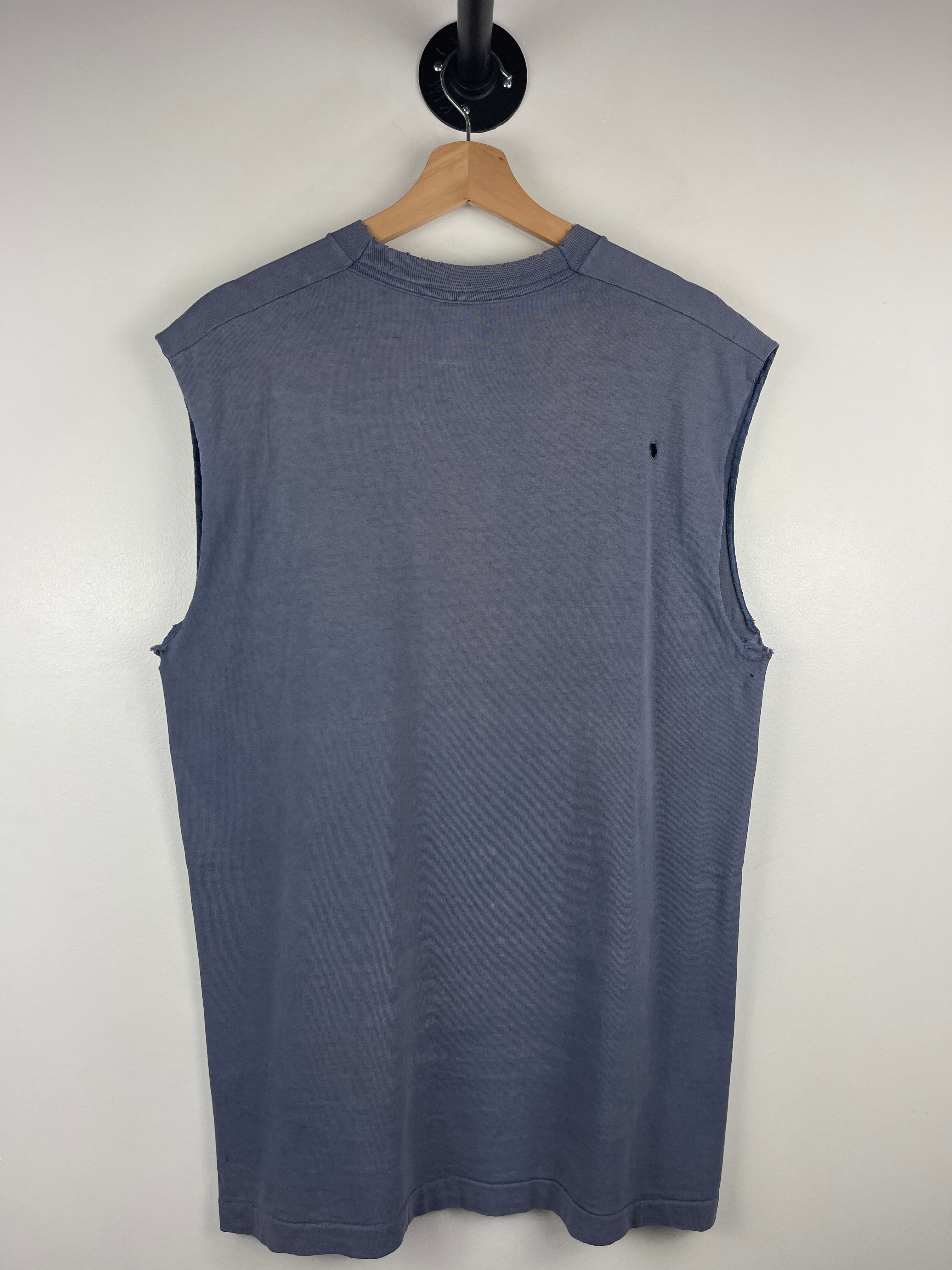 Vintage 90s Whitetails Unlimited Deer Faded Navy Cut Off Tank Top