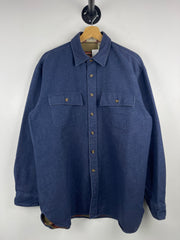 Vintage LL Bean Aztec Lined Navy Button Up Long Sleeve Shirt