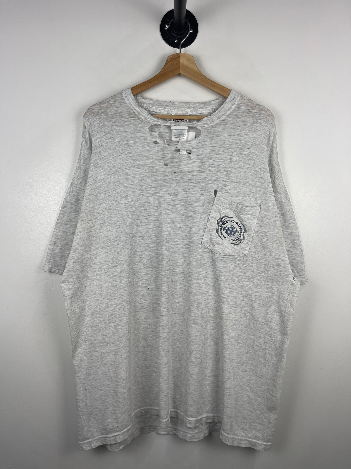 Vintage Harley Davidson Bellemont Arizona Thrashed Grey Pocket Tee