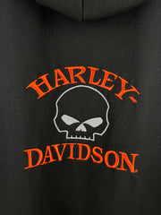 Vintage Harley Davidson Skull Embroidered Black Zip Up Hoodie