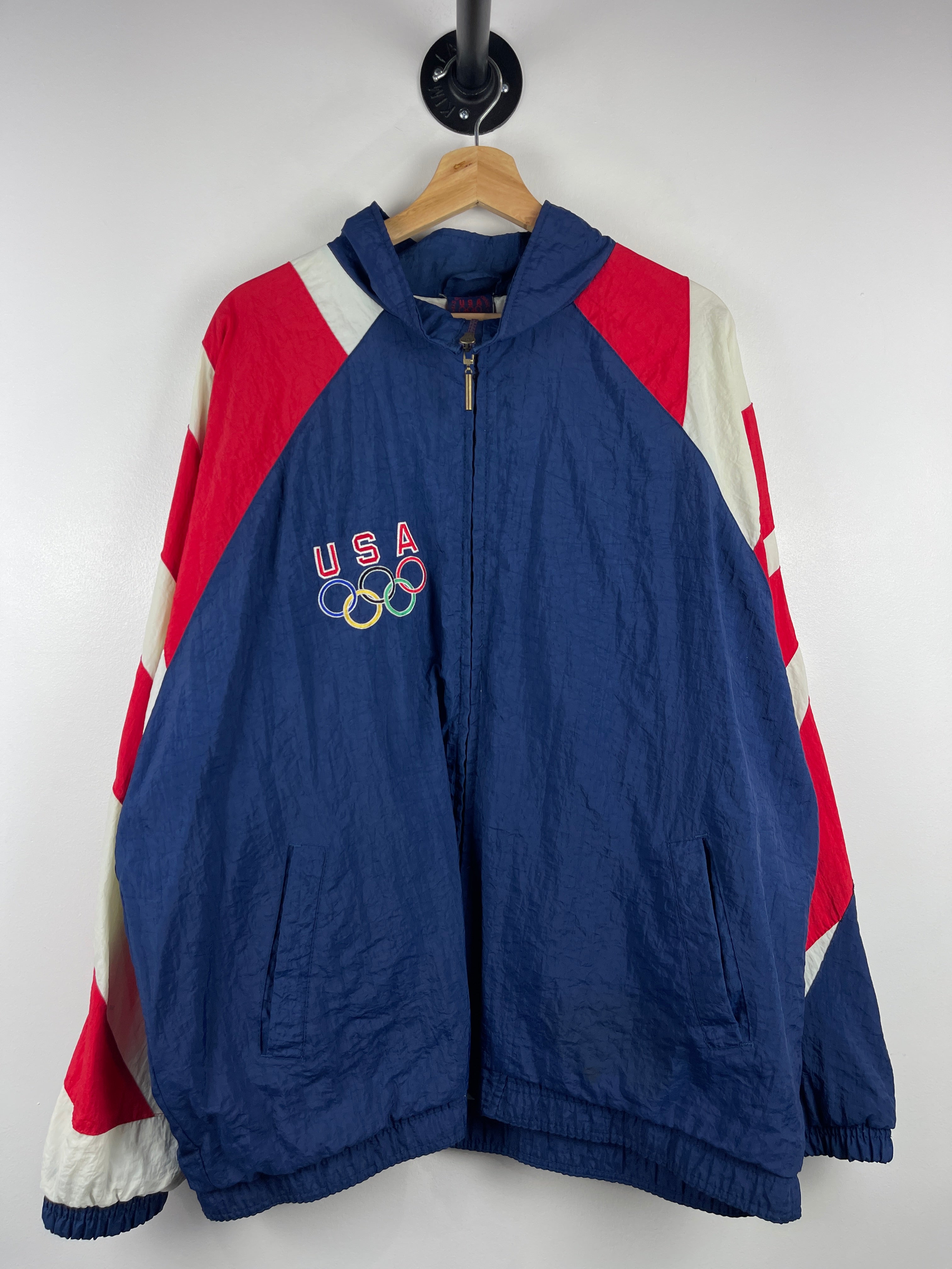 Vintage 90s Starter Looney Tunes Atlanta Olympics USA Navy & Red Windbreaker
